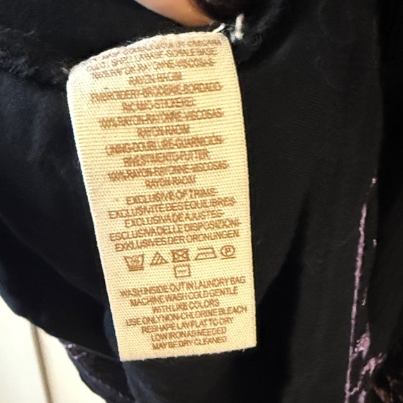 EUC Free People Rhiannon Embroidered Black Purple Bohemian Babydoll Mini Dress M - Picture 11 of 12